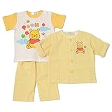 ☆★ディズニー★☆プーさん綿100%サッカーロールアップパジャマtシャツ付（三点セット）80cm:90cm:95cm (80ｃｍ, プーさん)