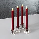 Set of 4 Burgundy 10" Push-Activated Wax Taper Candles with Remote [並行輸入品]