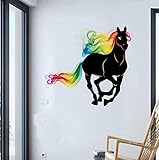 BIBITIME Psychedelic horsehair tail Running Black Horse Wall Decal Fashionable Bedroom Living Room P