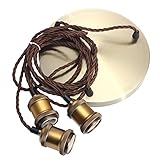 KINGSO E26/ E27 エジソン インダストリアル ペンダント 電球ホルダー 3-in-1 ランプホルダー セラミックランプ VDE証明書取得済 吸盤付き 3芯線式 ブラウンなワイヤー 110