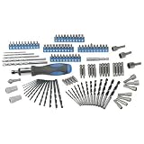 114 Piece Drill and Driver Set with Professional CRV screwdriver bits (Phillips, Square, Pozi, Slott
