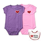 Anak Jujur半袖ロンパ2枚組パープルピンク 【通販限定特典ミニビブ付き】(size:90)