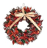 彩か SAIKA 【クリスマス】 リース 赤 レッド デコレーション 飾り Ribbon Wreath-Twig & Cotton shell M (Red) CXO-201Mr