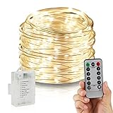 LEDロープライト、Accmor電池式防水文字列ライトリモートタイマー付き、33 ftファイアフライライトフェアリーライトアウトドアインドアホーム装飾（マルチカラー） AC2218-WARMWHITE