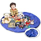 Beito おもちゃ 収納 バッグ お片づけマット おもちゃマット　持ち運びやすい おもちゃ収納袋　お片づけやすい 玩具 プレイマット Lサイズ1個入 ブルー （直径150cm 防水シート）