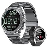 FOSMET LGW6 スマートウォッチ 丸型 メンズ 1.43インチ大画面 AMOLEDディスプレイ 常時表示 5日間バッテリー持続 Bluetooth5.3 通知/通話機能 簡単なリューズ機能&良い操作性 iPhone アンドロイド対応 睡眠管理 IP68防水 150種類以上のスポーツモード＆文字盤設定 付属ベルト2本 日本語説明書付き (ブラック)