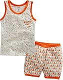 [Vaenait Baby]キッズ12ヶ月-7歳綿100％ルームウェアノースリーブパジャマ寝間着上下セット Triangle Orange S
