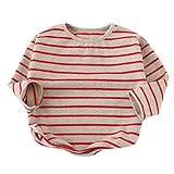 Aliciga 春 秋 キッズ Tシャツ 長袖 男の子 女の子 ボーダー 柔らか 混合綿 Oネック 横縞 カットソー シャツ 子供服 柔らかい ベビー 保温 冷房 防寒対策 ボトムシャツ 普段着 部屋