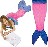 ZD サメシュラフ、人魚姫の尾、秋冬保温二重フランネル 子ども用寝袋（ピンク色人魚姫）