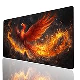 マウスパッド 大型 900 x 400 x 3mm ゲーミング マウスパッド フェニックス デスク マットゲーミング厚い 滑り止 炎 mouse pad おおきい キーボードパッド ゴム底 デスクトッププロテクターオフィスや家庭用 ノートパソコン ゲーミングデスクデスクマット Model-06615