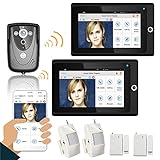 人気のある7"2モニターワイヤレスWiFiビデオドア電話インターホンドアベルIPカメラPIR IRナイトビジョンホームアラームシステム