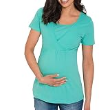 妊婦服 半袖Tシャツ 上着 Timsa レディース 2018新番 マタニティ パジャマ 授乳口 二層 トップス インナー スプライス 授乳口付き ルームウェア 春夏服 快適 ゆったり トップス ヘビー