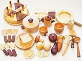 木のおもちゃSoopsori(スプソリ) 木製ままごとAセット ホールケーキセットつき 食材11種＋食器調理器具15種入り