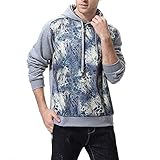 Holdegoメンズ パーカファッションメンズロングスリーブ プリントフード付きセーター トップ春秋冬 大きいサイズ長袖 トップスおおきいサイズ ンス ロングスリーブTシャツ メンズ フードワイシャツ
