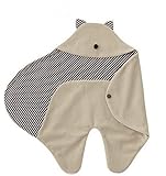 L’oiseau bleu （ロワゾブルー）赤ちゃん ぐっすり! 包み込む あったか かわいい おくるみ 耳 鼻 シッポ 付き ふわふわ アフガン マイクロフリース ガーゼ 素材 ベージュ ボーダー 