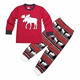 (アイム)iiniim　ベビー　クリスマス　トナカイ　長袖　シャツ　パンツ　棉製　暖かい　柔らかい　ロングスリーブ　キッズ服　ユニセックス　ボーイズ　ガールズ　寝間着　パジャマー 2点セット 2点セッ