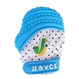 Honel 赤ちゃん用手袋 食品級シリコン 赤ちゃん 噛む手防止 ベビー愛用 歯みがき 歯がため 歯固め 綿100％ 手を噛まないように保護 歯ぐきに刺激を与え ブルー