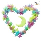 Glow in the Dark Stars and Moonステッカーデカールの天井壁ベッドルーム、光蛍光灯Star Gift for Kids Children 100 Pcs グリーン FSS-
