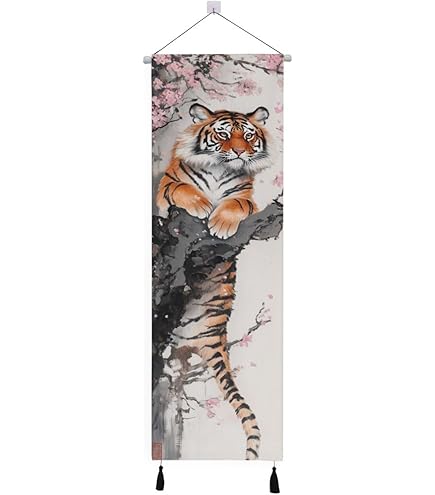 Amazon.co.jp: 掛ける絵 タイガー 虎 花 トラ とら タペストリー