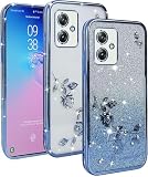 moto g64 5G ケース『AFINER』新型 軽量 超薄型 TPU [ 透明なグリッターカバー ] moto g64 5G 専用 キラキラ輝くスマホケースで超薄くて衝撃に強い 擦り傷防止 レンズ保護 着脱簡単（ダークブルー）