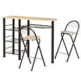 (シナップ)SINAPP　カウンターテーブルセット　テーブル　チェア　3点　ブラウン