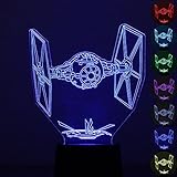 AOLVO Star Warsナイトライト、3d Optical Illusion Millennium Falconテーブルデスクランプ、7色Gradual Changing Star Wars S
