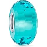 [Bling Jewelry] 半透明な固体色ムラーノはティーン .925 のスターリング・シルバーのための女性のためのガラス魅力のビードを切り開きました中心より多くの色
