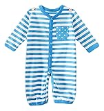 (ポルトプエルト) Porto Puerto 2way ツーウェイオール 女の子 男の子 男女兼用 ベビー 73cm 桃色 青色 水色 カバーオール ボーダー [海外直送品] (ブルー)
