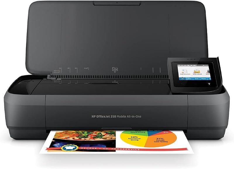 HP プリンター A4 モバイル インクジェット 複合機 Officejet 250 Mobile AiO Wi-Fi 無線LAN対応 スマホ対応 顔料黒インク 2.65インチタッチパネル ADFスキャナー搭載 コンパクト テレワーク 在宅勤務 車載 使わない時はスッキリ収納 ブラック (CZ992A#ABJ)