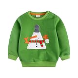 子供服 秋冬 長袖 トレーナー 厚手 丸首 肩ボタン 男の子 ベビー服 可愛い 雪だるま 刺繍 グリーン