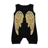 MIOIM新生児赤ちゃん男の子女の子Angel Wingsロンパース幼児ボディスーツOutfit カラー: ブラック