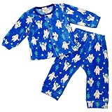 ボーイズ|ベビー|パジャマ[PETIT CADEAU]男の子ベビーパジャマ|ストレッチベロア|長袖上下セット|しろくま柄|寝間着|男児|ボーイズ 80cm BL-ブルー
