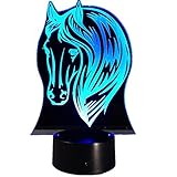 Horse 3d夜ランプ7色変更LED USBアクリルSmall Night LightインドアAtmosphereランプKids ' Toys andギフト