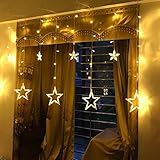 luckyhouzi led イルミネーションライト 138球 星型2.5M 12個星 屋外 防水 ガーデンパーティー クリスマスツリー 飾りライト