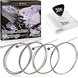 Phoenix ベース弦 【ロングスケール／4弦】 ベース 弦 サスティン ポールエンド 色分け BASS／お手入れクロス ＆ ピック 付き＜長期保証45日間＞ (ミディアム/Medium)