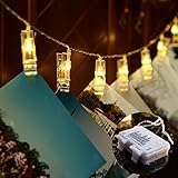 DecorNova イルミネーションライト 写真クリップ型 5.5m 20LED 8点滅モデル 防水防滴 電池式 電球色 記念日 誕生日 パーティ ハロウィン クリスマス DIY吊り下げ飾り イルミネ