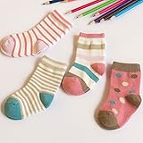 Sawors 子供 ベビー ソックス 4足セット かわいい靴下 コットン 柔らかい 保温ソックス ストライプ 4色 0-1歳 赤ちゃん 乳幼児 男の子 女の子用 (M:6ヵ月~12ヵ月)