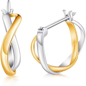 S.White ピアス レディース 人気 コンビカラー フープピアス カップル 「永世の愛」 シルバー925 ピアス 金…