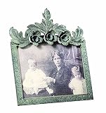 Creative Co-op Turn of The Century Grey Metal Frame with Flower, 5 by 7-Inch