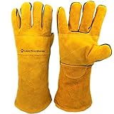 キャンプ 手袋 アウトドア グローブ 革手袋 軍手 革 耐熱 薪ストーブ 暖炉 グリル 焚き火 ダッチオーブン 《 溶接工も使う 本牛皮 防熱手袋 》【 100％満足保証 】