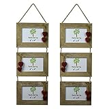 Nicolaばねトリプル木製3フォトHanging画像フレームwith赤Hearts – 6 x 4 " – パックof 2