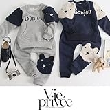 【RIRORA】 合計3匹のくまちゃんスウェット [グレー] 一番かわいい服・大人気アイテム・誰よりもおしゃれに・ベビーファッション (13 (125-135cm))