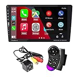 1Din 9インチ カーラジオ ステレオレシーバー タッチスクリーン Bluetooth マルチメディア ビデオプレーヤー Apple CarPlay Android Auto AM/FM/2USB/ミラーリンク DSP内蔵 リアカメラ対応