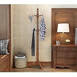 LXLA- ハンガーフロアシングルポールアセンブリベッドルームコートラックシェルフハンガーストレージ衣類ラックシェルフソリッドウッド