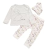mioim ベビー服 英字 兎 長袖 Tシャツ ロングパンツ 2セット シャツ トップス ズボン 上下セット 男の子 女の子 70 80 90 100(100CM)