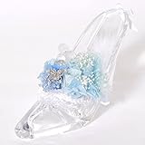 プリザーブドフラワー 花花 シンデレラ ガラスの靴 (専用ケース付) プレゼント メッセージカード付 (ロイヤル ブルー)