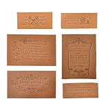 MYmama 本革 フレンチタグ 6枚 セット 革タグ ワッペン ハンドメイド 手芸 (チョコレート)