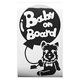 ブラック（黒） 犬 ヨークシャテリア ネクタイ 風船 Baby on board ベビーオンボード ステッカー 窓ガラス用シールタイプ 車 戌 干支 動物