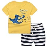 Ckupai子供服 幼児服 キッズ服 パジャマスーツ 綿 半袖Tシャツ 半ズボン上下セット 鮫 2-8歳 120 cm