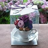 パラボッセ プリザーブドフラワー カプチーノ パープル クリアケース入 横幅10cmx10cmx高さ13cm preserved flowers